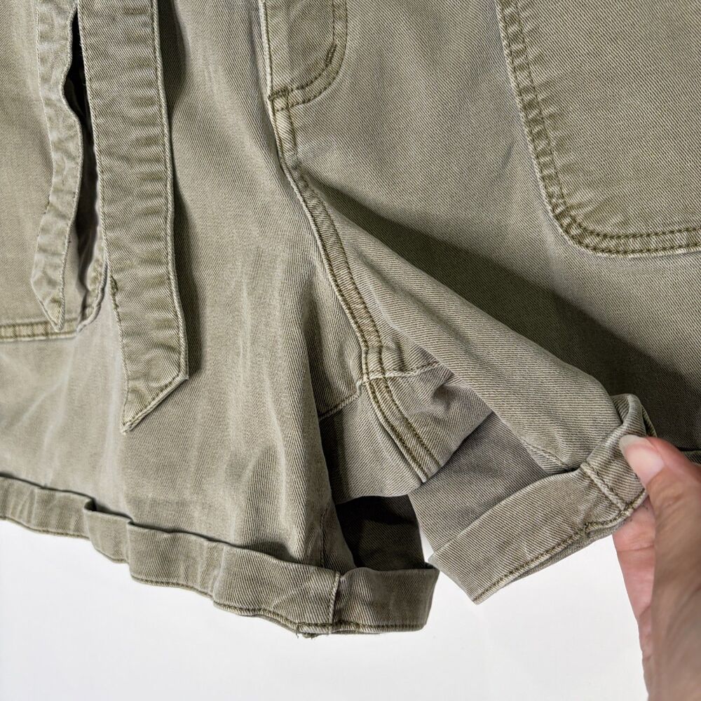 Loft Shorts Paperbag High Rise Olive Green Tie Waist Cinched Women Size Large - Picture 2 of 6
